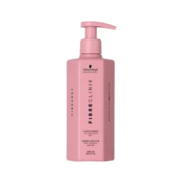 Acondicionador Fibre Clinix Vibrancy Protector del Color 250ml Schwarzkopf Professional envase rosado sobre fondo blanco