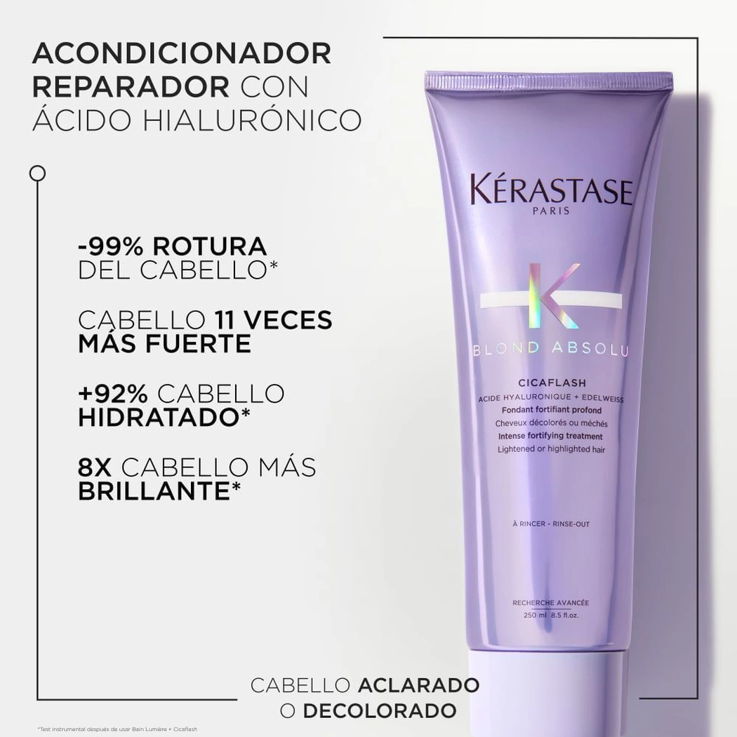 ACONDICIONADOR KÉRASTASE BLOND ABSOLU CICAFLASH FORTALECEDOR 250 ML 2 Características Y Beneficios De Acondicionador Cicaflash Kérastase: Hidrata Y Fortalece El Cabello Rubio