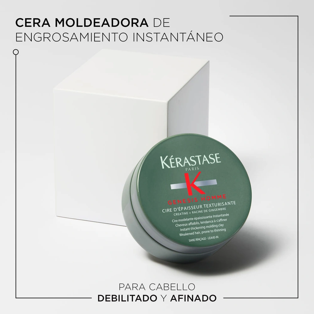 CERA KÉRASTASE GENESIS HOMME CIRE ENGROSADORA 75 ML 2 Características Y Beneficios De Cera Genesis Homme Kérastase: Engrosa Al Instante Y Da Textura Al Peinado