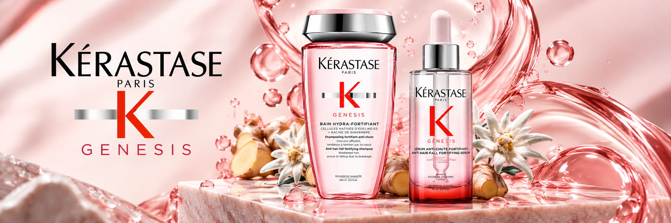 Kérastase Genesis anticaída con shampoo Bain Hydra-Fortifiant y sérum fortalecedor para cabello debilitado Copiar