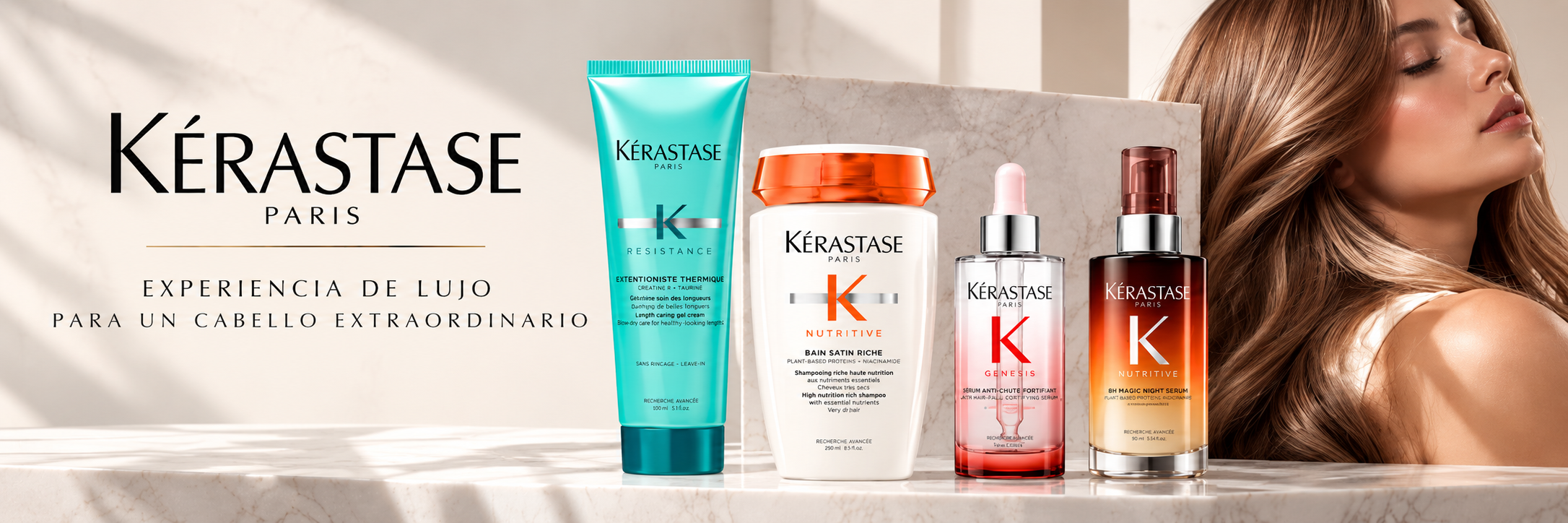 Kérastase Paris marca profesional de cuidado capilar premium con líneas Resistance, Nutritive y Genesis