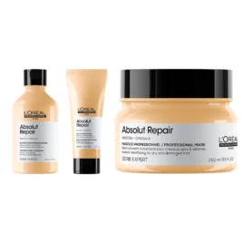 Kit L'Oréal Professionnel Absolut Repair Reparación Completa Shampoo, Acondicionador y Mascarilla, envase original