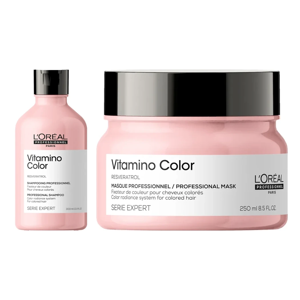 KIT L'ORÉAL PROFESSIONNEL VITAMINO COLOR SHAMPOO Y MASCARILLA 1 Kit L'Oréal Professionnel Vitamino Color Shampoo Y Mascarilla, Envase Original
