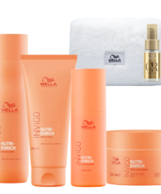 Kit Completo Wella Nutri-Enrich: Shampoo, Acondicionador, Wonder Balm Y Mascarilla Con Cosmetiquera Y Aceite Oil Reflections De Obsequio