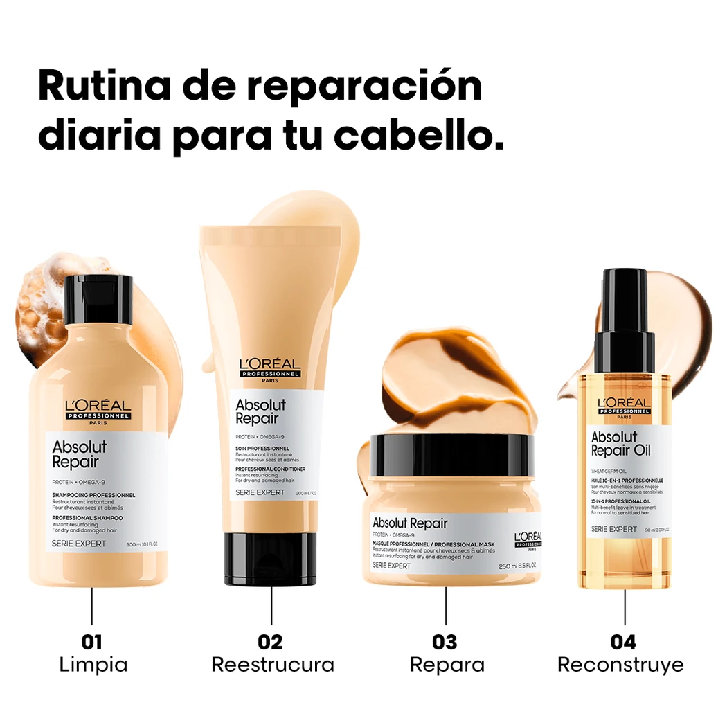 MASCARILLA L'ORÉAL PROFESSIONNEL ABSOLUT REPAIR CABELLO DAÑADO 250 ML 3 Vista 3 De Mascarilla Absolut Repair L'Oréal Professionnel Para Cabello Seco Y Dañado