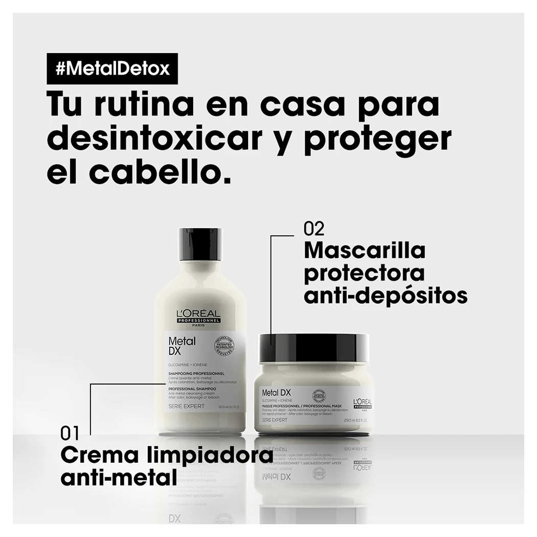 MASCARILLA L'ORÉAL PROFESSIONNEL METAL DETOX ANTIQUIEBRE 250 ML 3 Rutina L'Oréal Professionnel Metal Detox Con Mascarilla Metal Detox