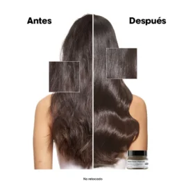 Antes y después de usar Mascarilla Absolut Repair Molecular L'Oréal Professionnel en cabello dañado
