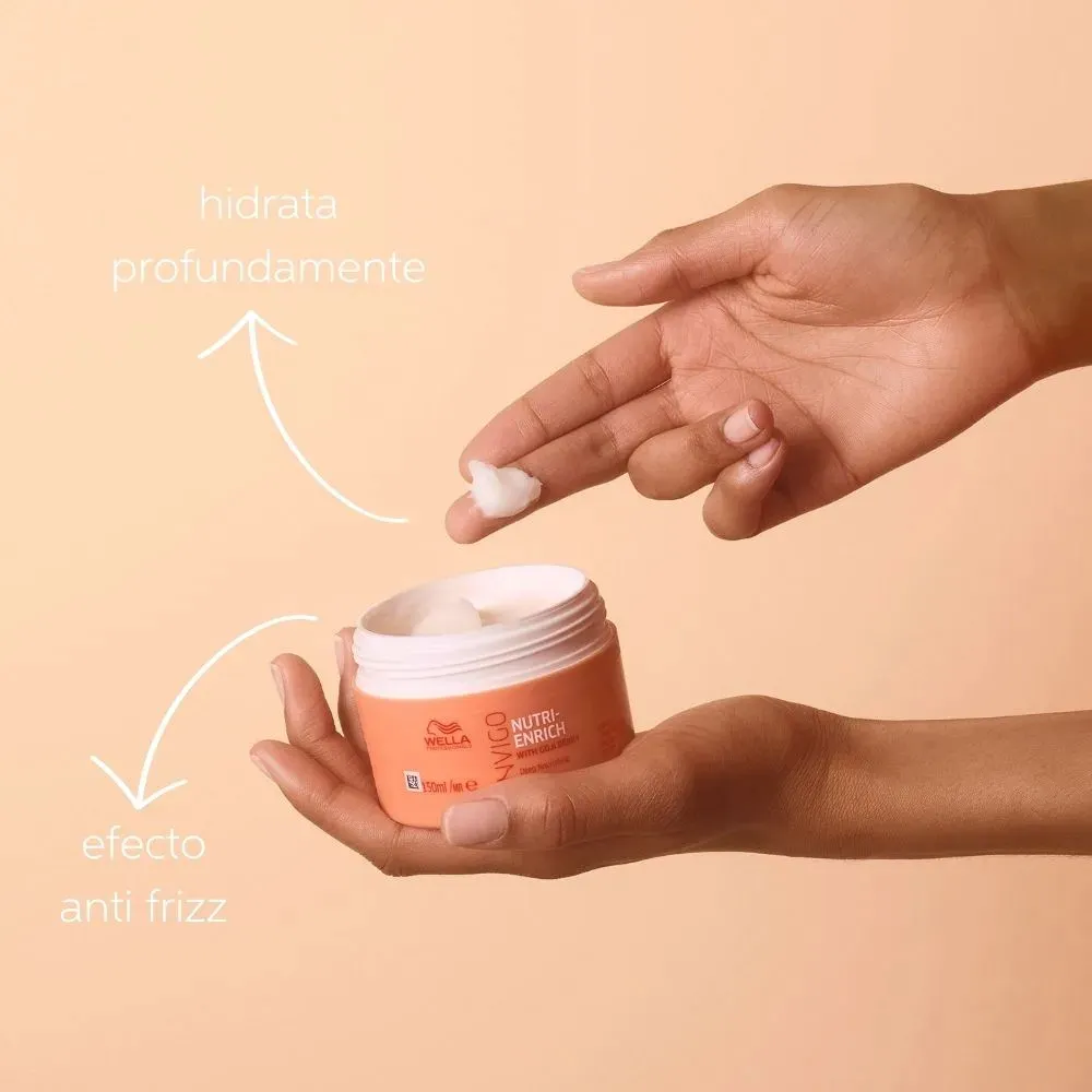 KIT WELLA INVIGO NUTRI-ENRICH COMPLETO SHAMPOO, ACONDICIONADOR, MASCARILLA Y WONDER BALM + OBSEQUIOS 6 Aplicación De La Mascarilla Wella Nutri-Enrich 150 Ml: Hidrata Profundamente Y Da Efecto Antifrizz
