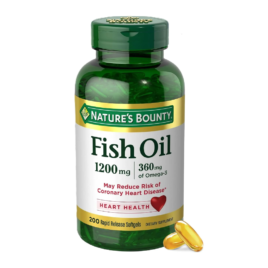 Omega 3 Nature's Bounty aceite de pescado Fish Oil 1200 mg con 360 mg de omega 3, frasco de 200 cápsulas blandas