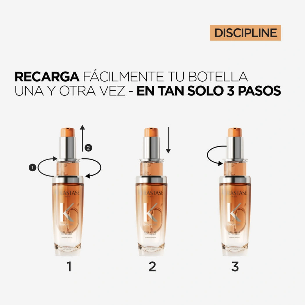 RECARGA DE ACEITE KÉRASTASE DISCIPLINE OLÉO-RELAX 75 ML 6 Cómo Recargar El Frasco De Recarga Oléo-Relax Kérastase Paso A Paso