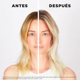 Antes y después de usar Sérum Nocturno Cicanuit Kérastase en cabello rubio, sensibilizado o decolorado